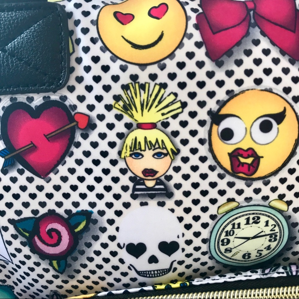 Betsey Johnson Emoji Dot Skull Top Handle Backpack - Picture 5 of 8