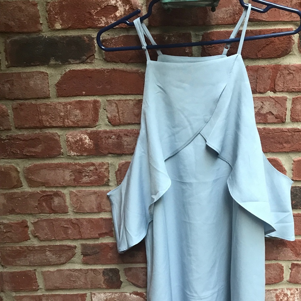 Cold Shoulder/ off the shoulder baby blue dress
