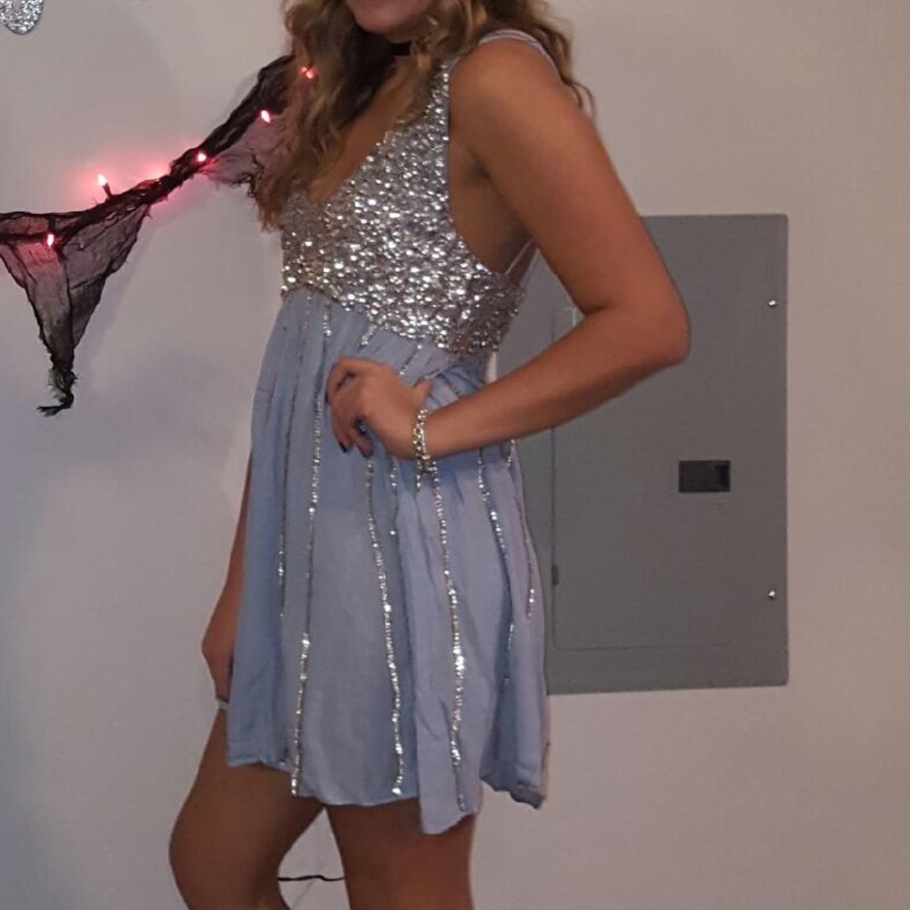 Free People Blue Glitter Girl Slip