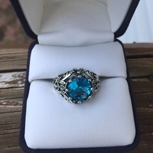 Vintage Blue Topaz Sterling Silver Ring