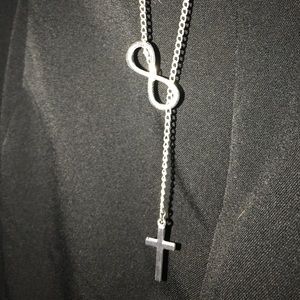Silver necklace Infinity & cross