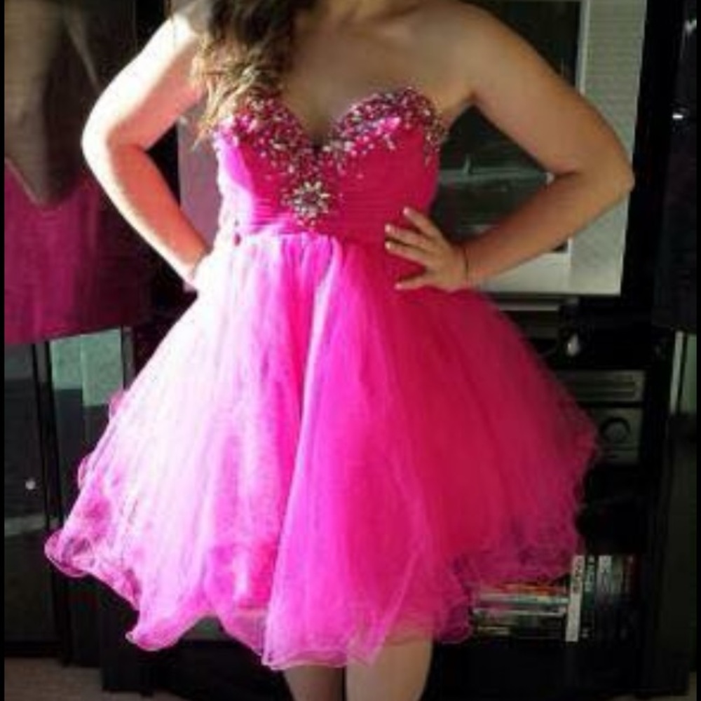 Pink Beaded Strapless Dress