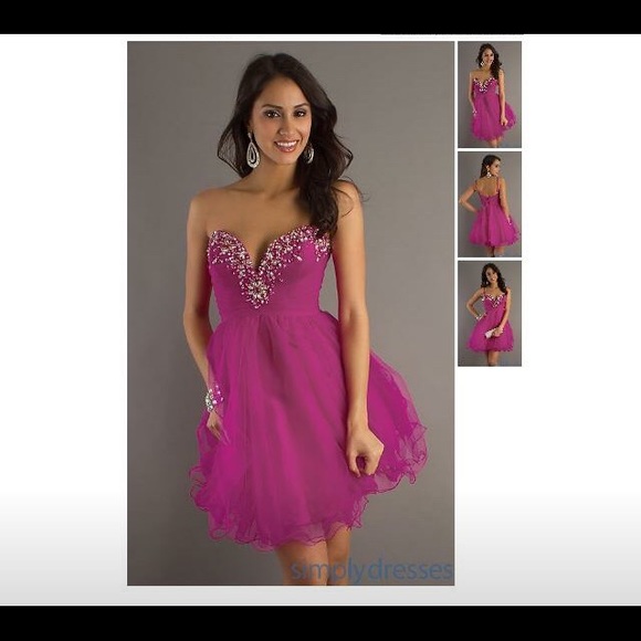 Pink Beaded Strapless Dress - Picture 5 of 6