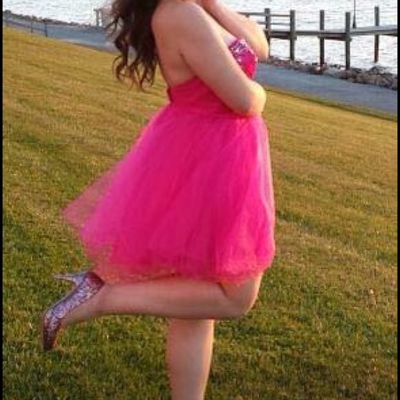 Pink Beaded Strapless Dress - Picture 6 of 6