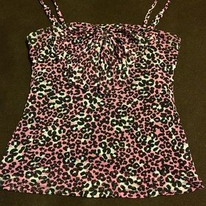 Pink mesh animal print top