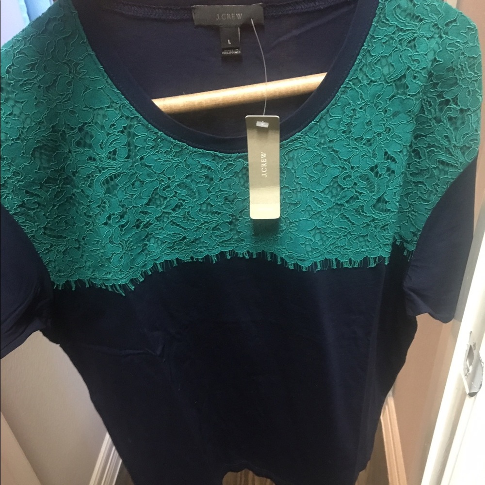 Cute new Jcrew t shirt with lace detail!  NWT