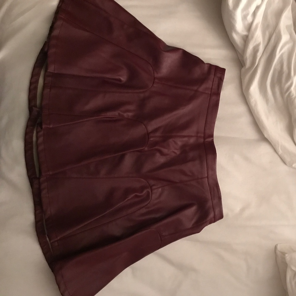 Red Pleather flute skirt