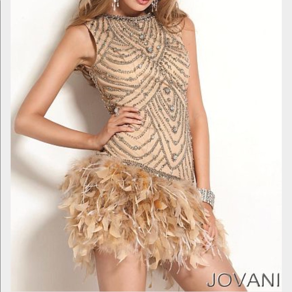 Jovani 2250 feather skirt dress