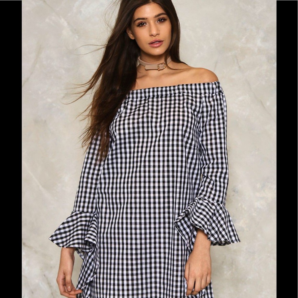 Off the shoulder gingham dress!! NWT