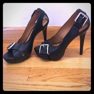 Michael Kors black leather stiletto heels