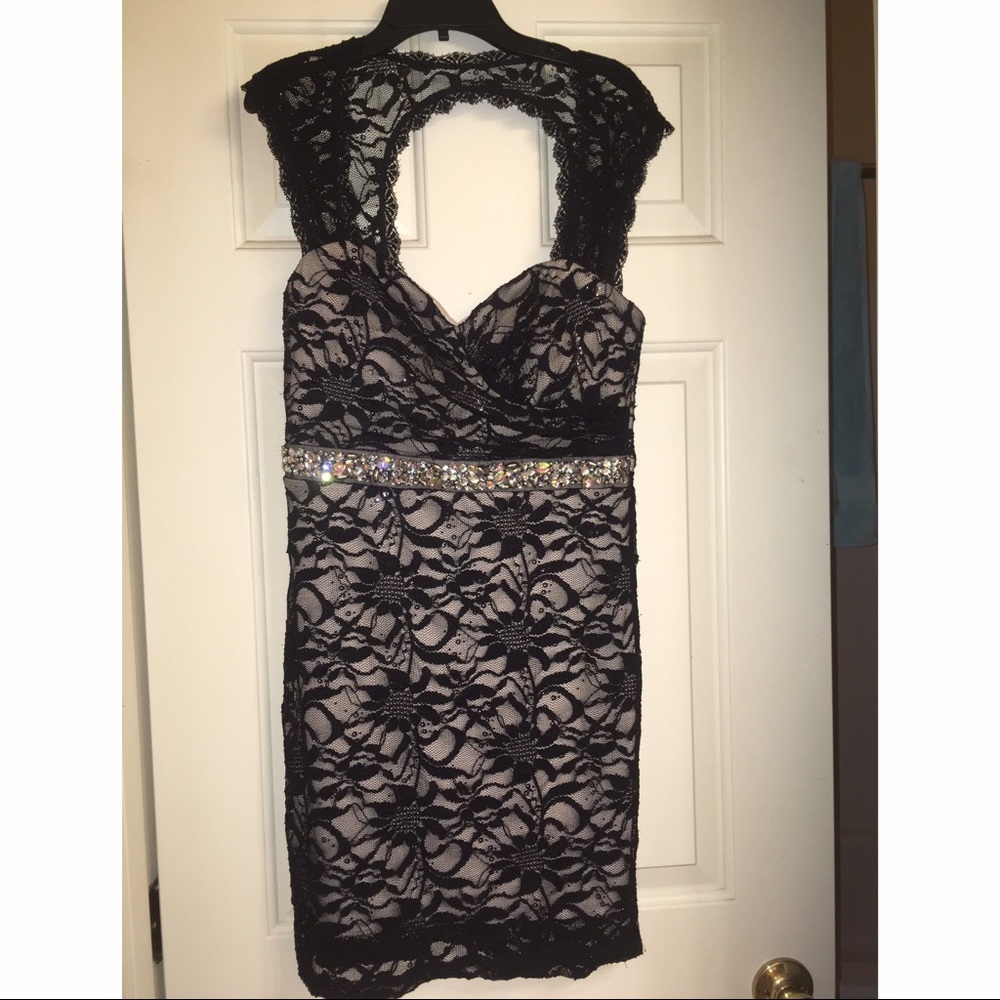 Short Lace Beaded Dress