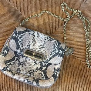 Coach snakeskin and gold cross body bag