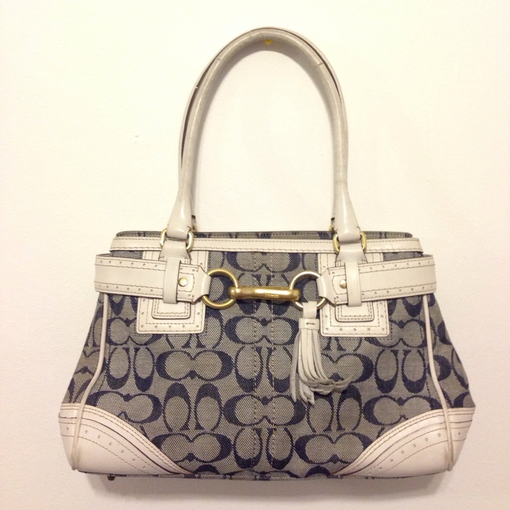 Classic denim pattern Coach caryall