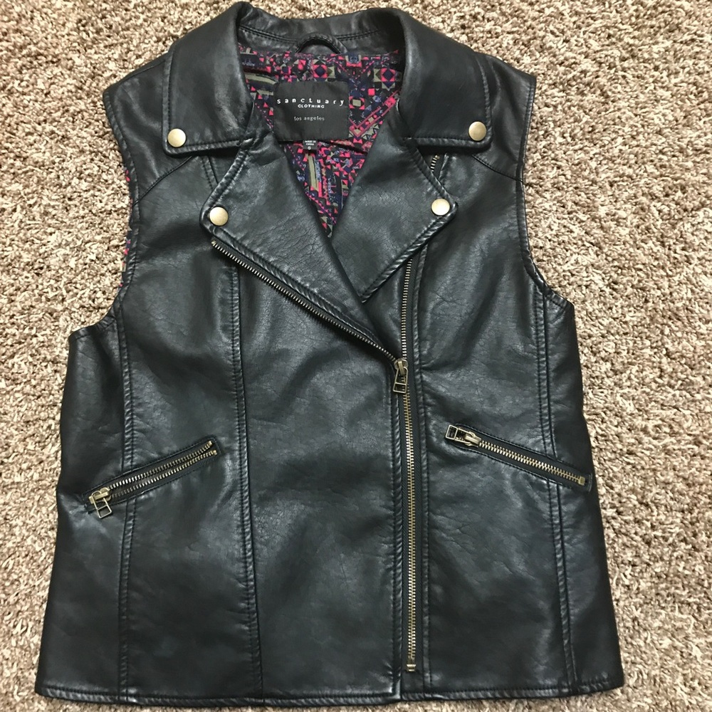 Faux leather vest