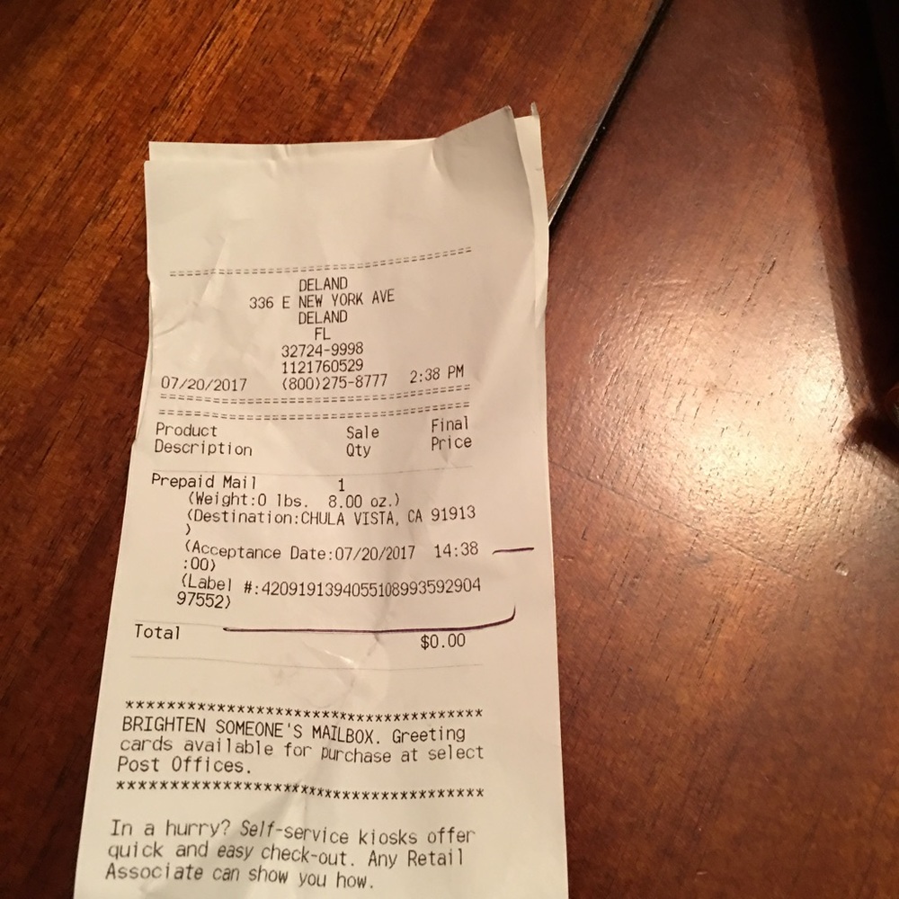 Shipping receipt