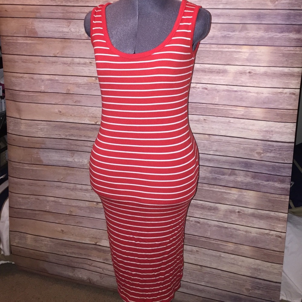 Super Cute Stripes Midi Ribbed Tank Dress
