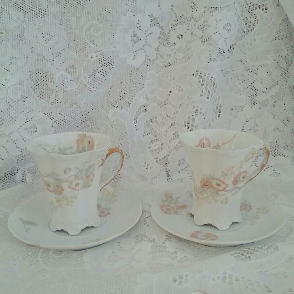 Vintage Haviland Limoges chocolate cups & saucers