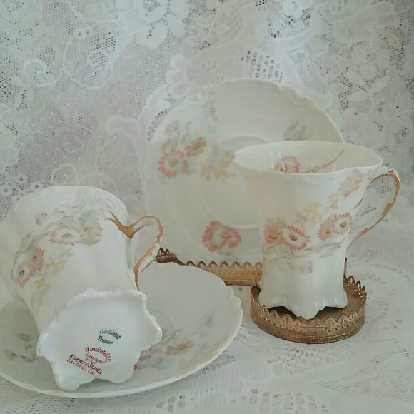 Vintage Haviland Limoges chocolate cups & saucers - Picture 3 of 4