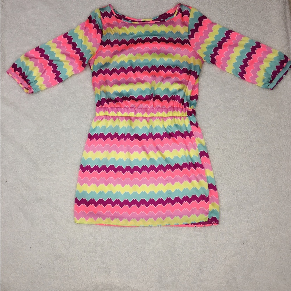 Striped open back dress.