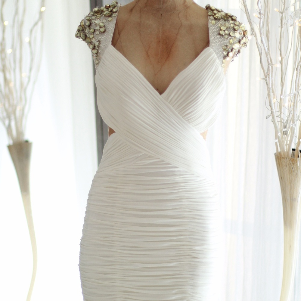 Jovani 72679 white bandage dress