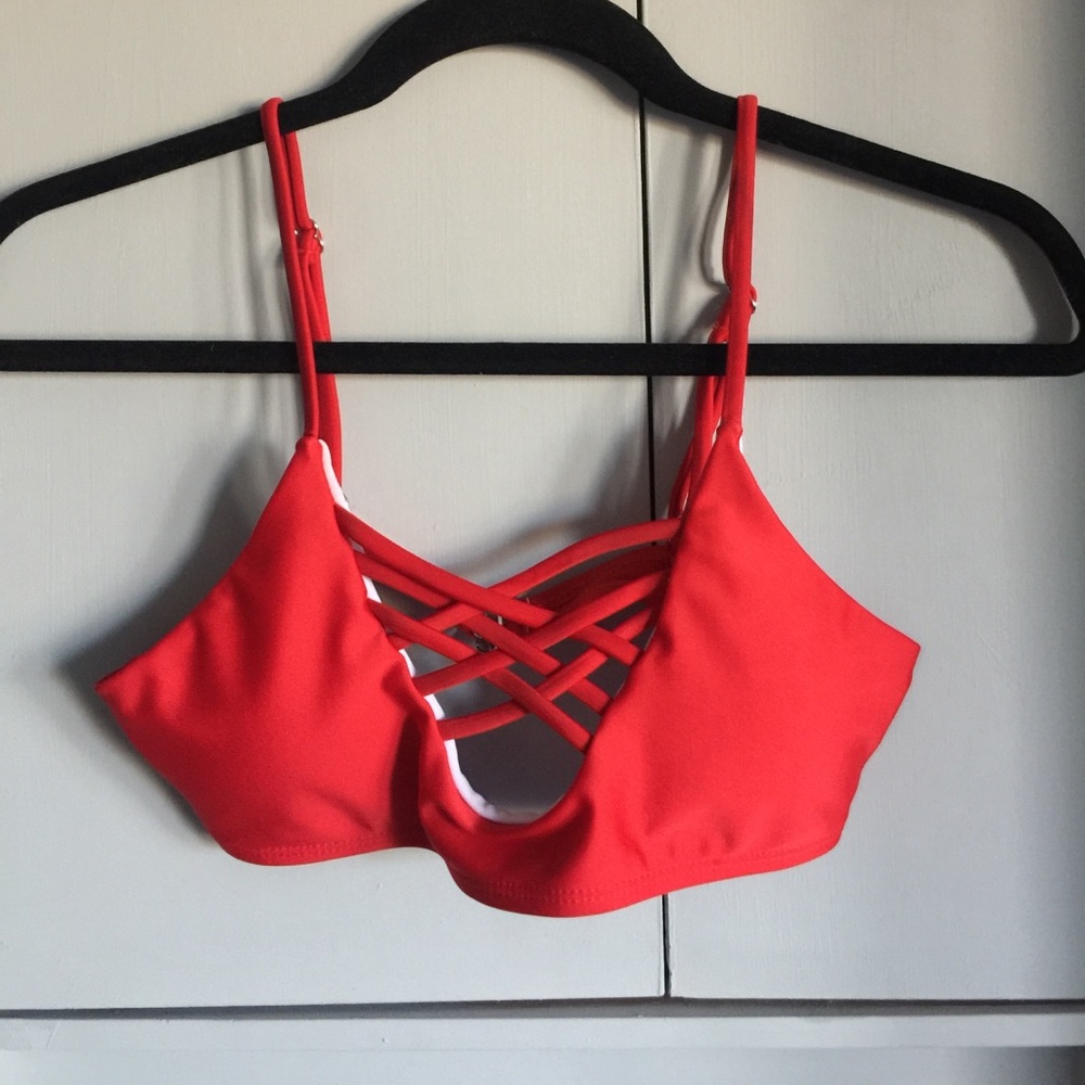 Red bathing suit top