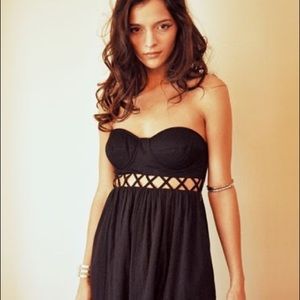 MARA HOFFMAN black strapless bustier maxi dress 4