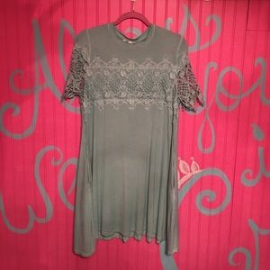 Super cute blue dress, with lace across the top!