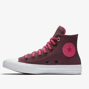 Converse Shoes Nwt Converse Chuck Ii Pink Leather High Top