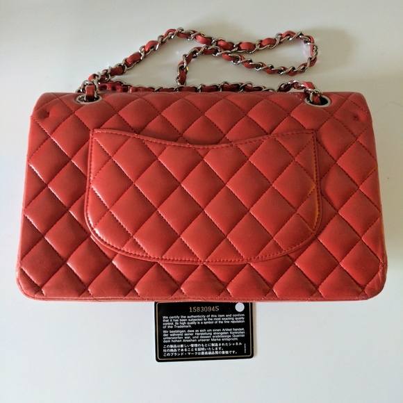 SOLD! Lambskin Lipstick Red Chanel Double Flap - Picture 2 of 7