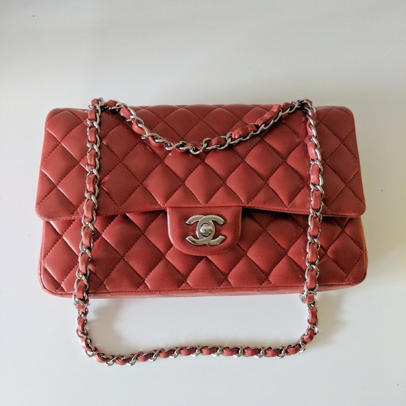 SOLD! Lambskin Lipstick Red Chanel Double Flap - Picture 3 of 7