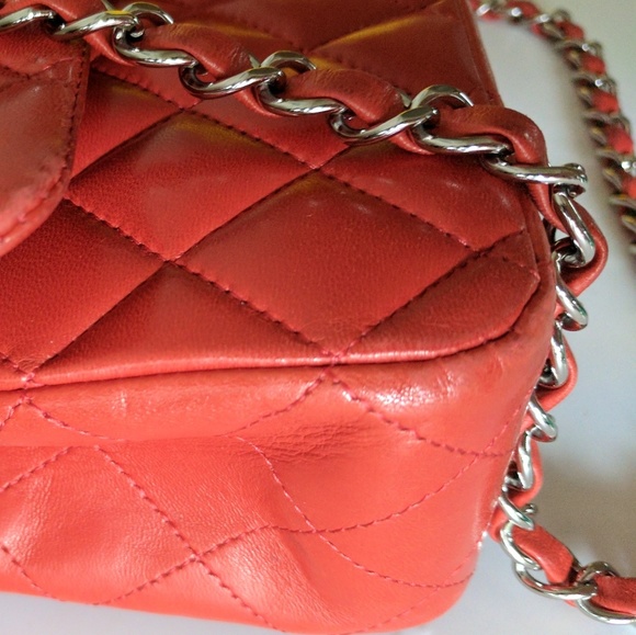 SOLD! Lambskin Lipstick Red Chanel Double Flap - Picture 7 of 7