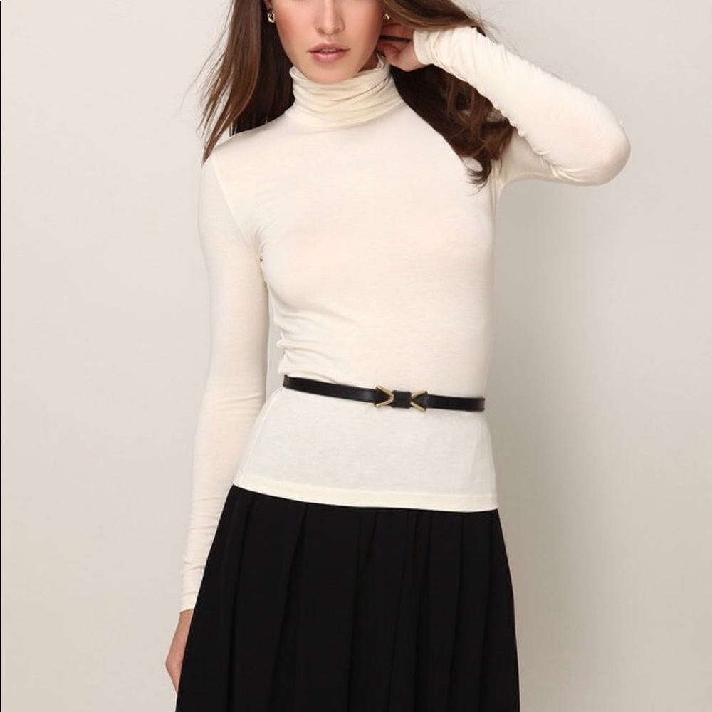Rose Gold Fine Jersey Turtleneck, XS