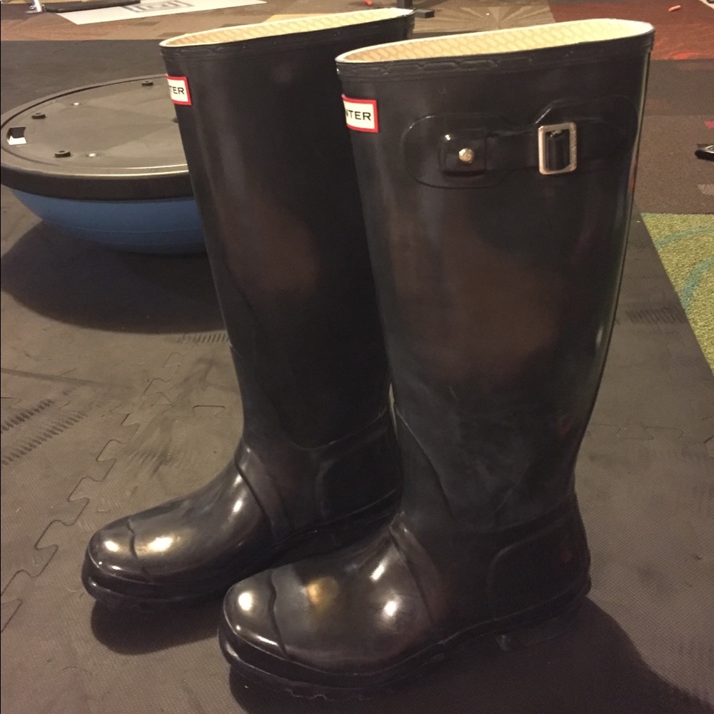 Black original gloss hunter boots