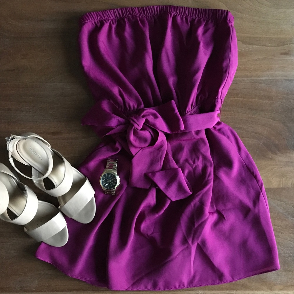 Express Fuchsia Strapless Dress