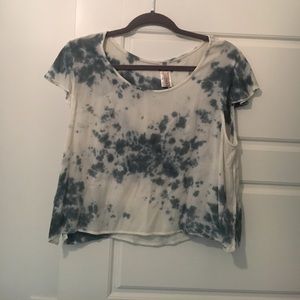 White and Blue tie dye crop top