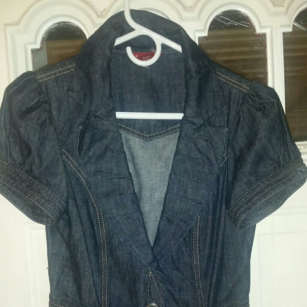 GUESS M Blue Denim Short Sleeve Jeans Blazer