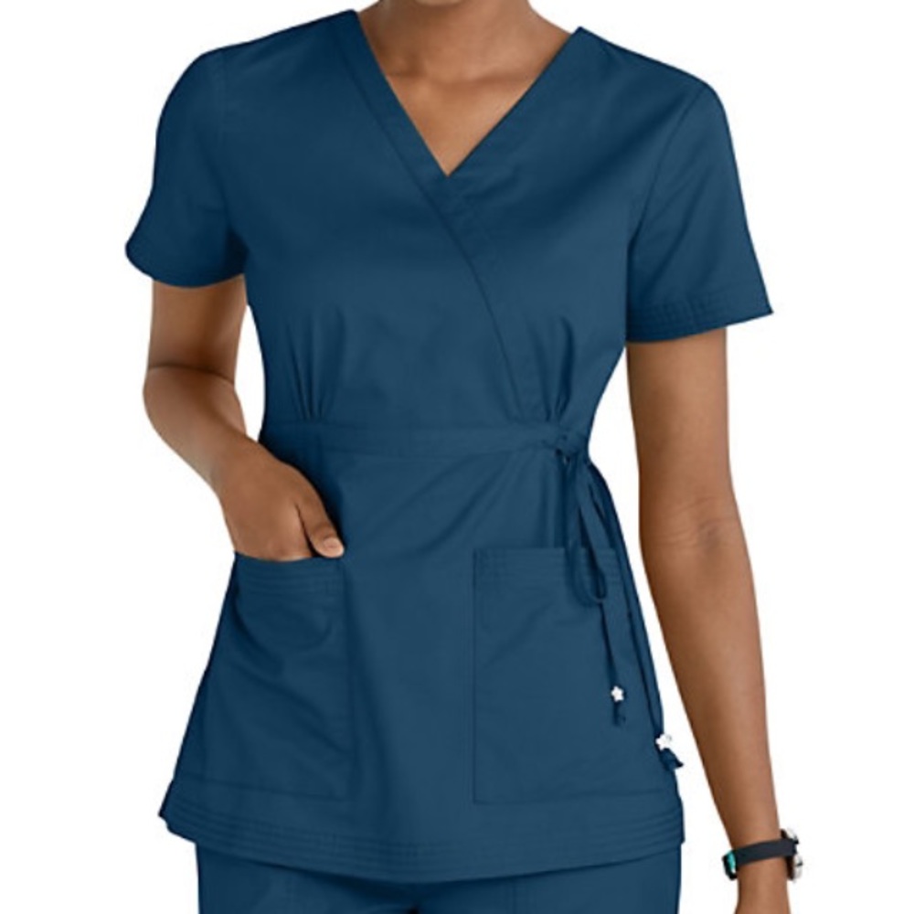 NEW Koi Katelyn Mock Wrap Scrub Top Size: Med