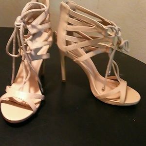 Nude strappy "Charlotte Russe" heels sz.8