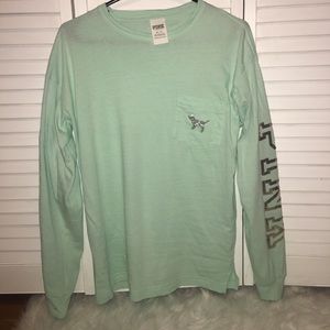 PINK sequin long sleeve. (teal color)