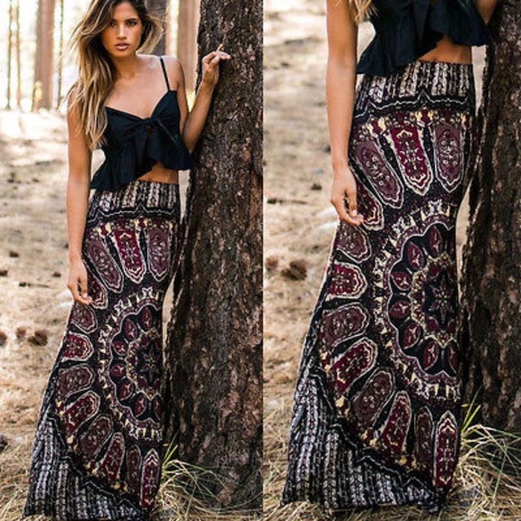 🍒SALE🍒Maxi Skirt BOHO Chic NWT Elastic Waist ❤️ - Picture 7 of 8