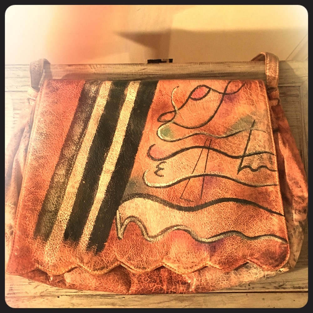 Vintage Brit Rosen Hand painted cross body 70's