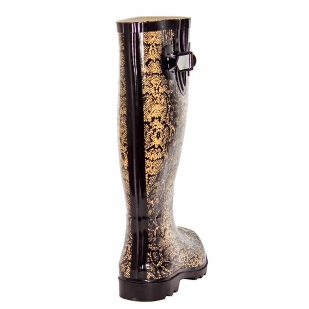Women's  Rubber Rain Boots , Wellies, Snake Skin Design Rainboots - Picture 4 of 4