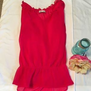 Bright pink sheer blouse