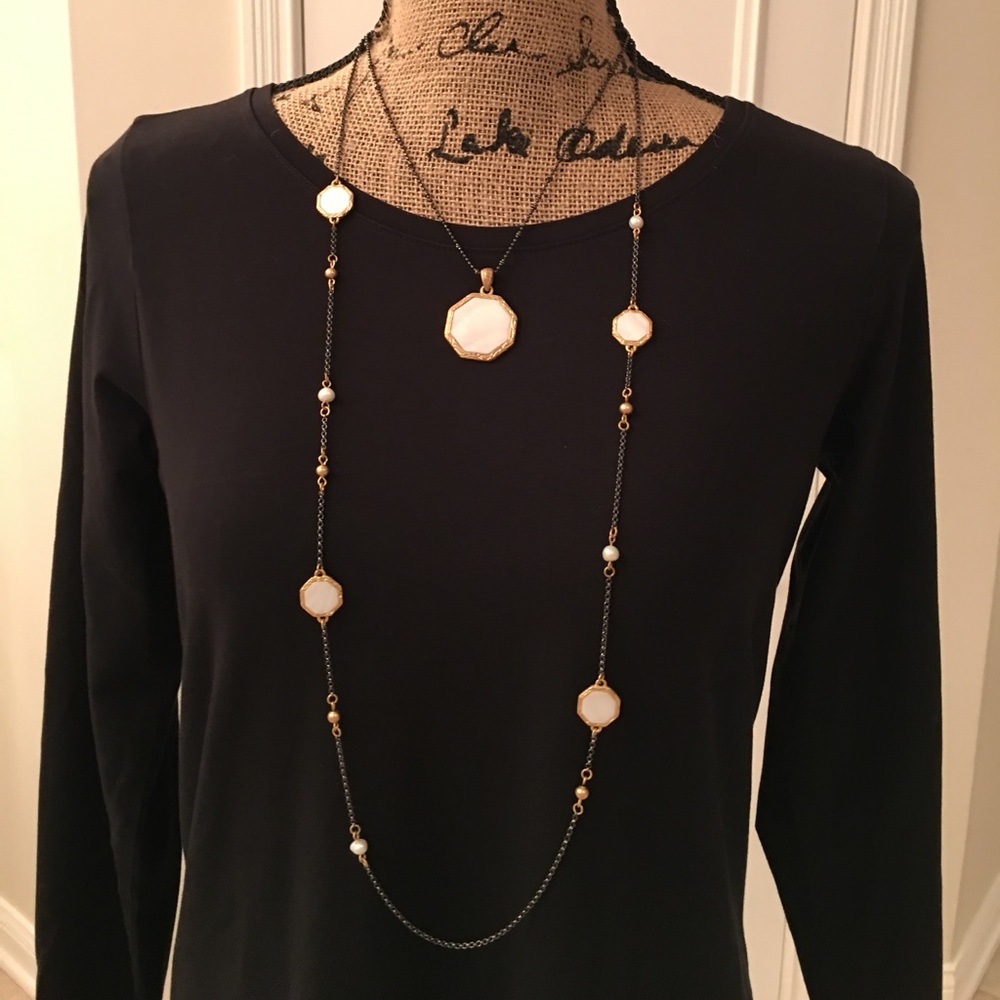 LIA SOPHIA GOLD AND ALABASTER 2 NECKLACES IN ONE