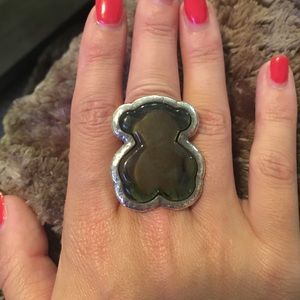 Tous green sea glass ring