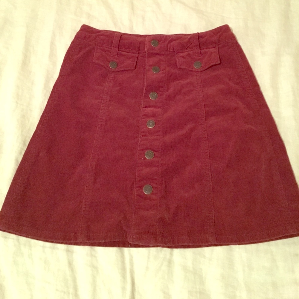 Red corduroy skirt