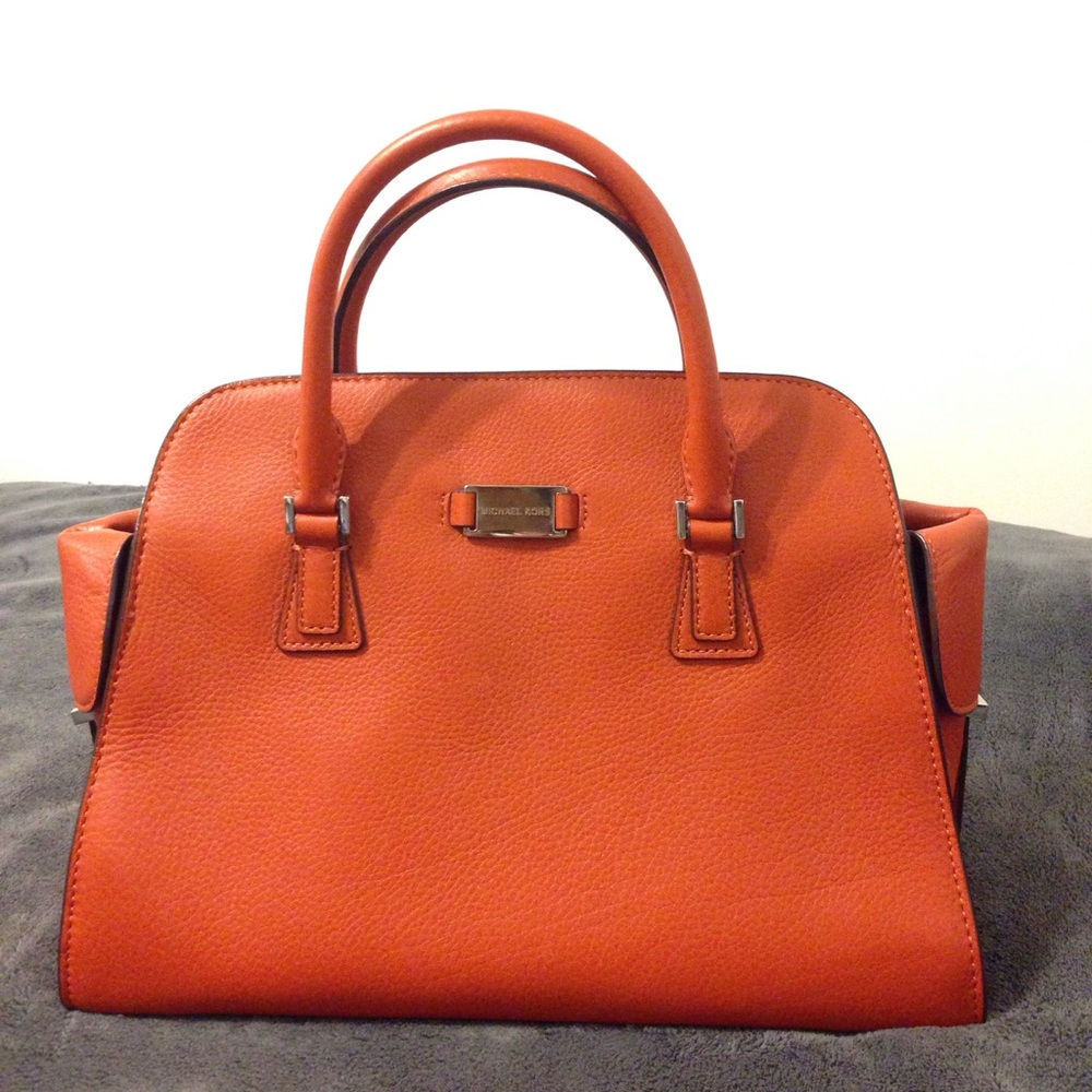 Michael Kors genuine leather satchel in tangerine
