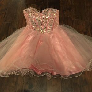 Strapless pink party dress