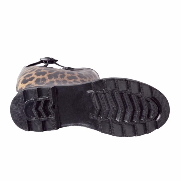 Women's Leopard 14" Rubber Rain Boots  Wellies - Picture 2 of 3