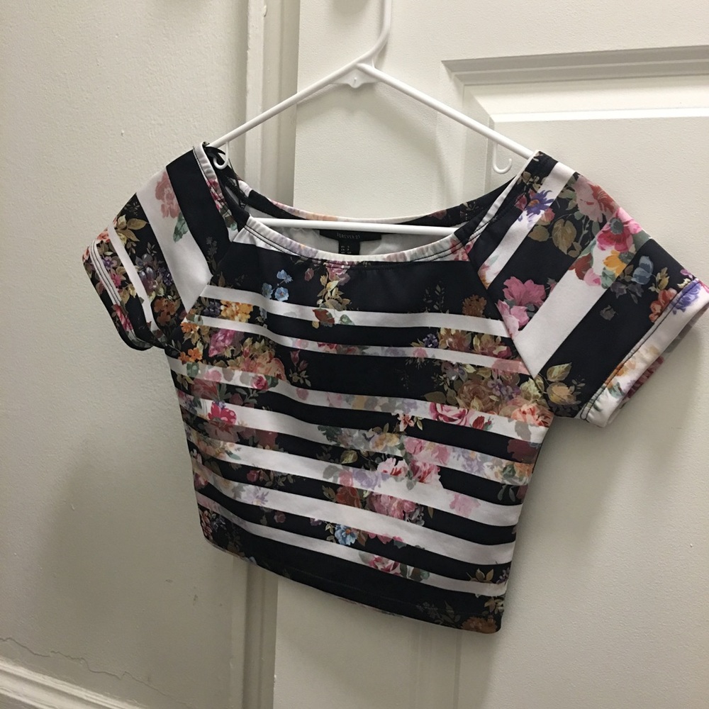 Floral/Striped Crop Top
